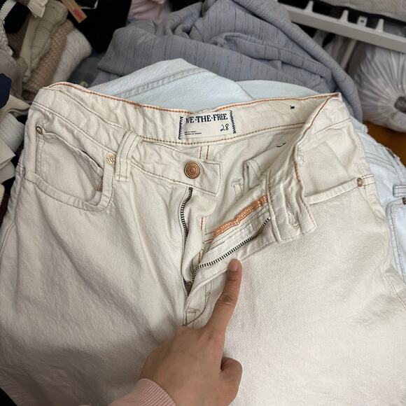 We the free Tinsley Baggy High Rise Straight Leg Jeans Size 28 Free People Cream - Picture 8 of 13